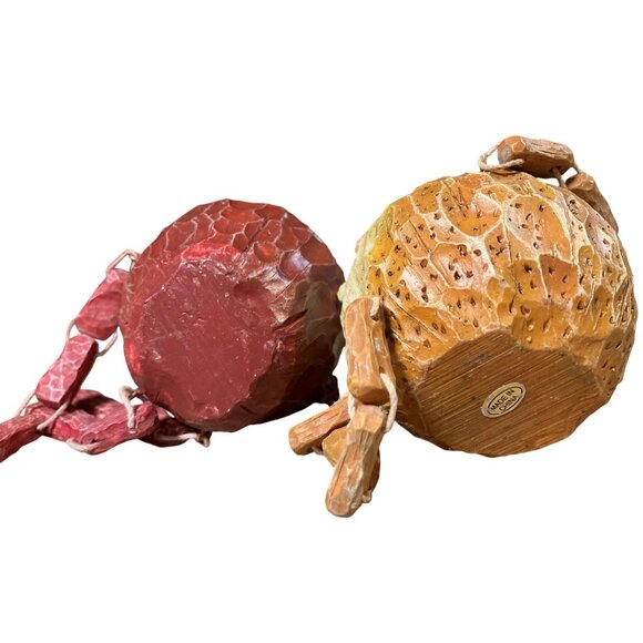 Handcrafted  Orange and Apple Shelf Sitter Lot Anthropomorphic Fruit - Picture 14 of 15